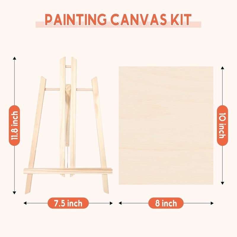 HANSILK Unfinished Wood Canvas Panels for Painting, 8×10" Basswood Canvas- 1/2" Deep Cradle Board with Easel for Acrylic and Oil Painting, Pouring Art, Crafting - Image 2